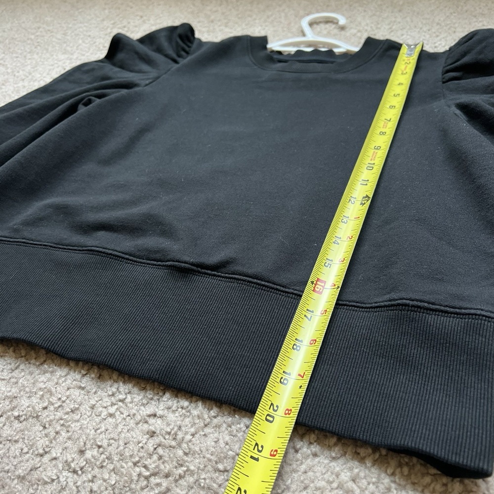 Sold Out NYC Womens Black Puffed Sleeves Organic Cotton Crop Sweater Size Medium - Picture 6 of 7